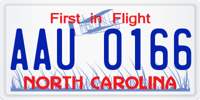 NC license plate AAU0166