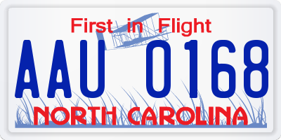 NC license plate AAU0168