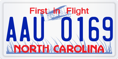 NC license plate AAU0169