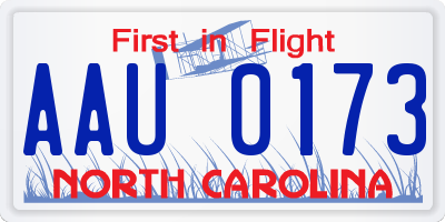 NC license plate AAU0173