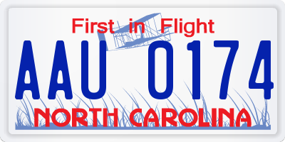 NC license plate AAU0174