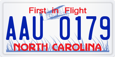 NC license plate AAU0179