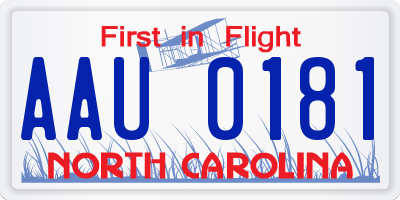 NC license plate AAU0181