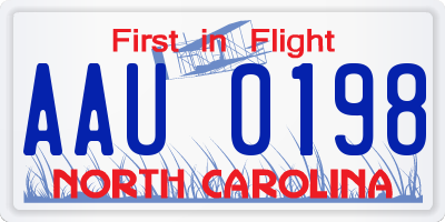 NC license plate AAU0198
