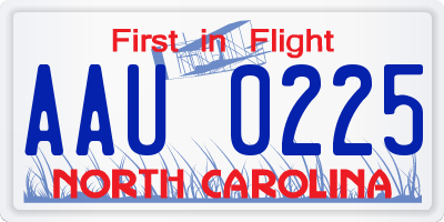 NC license plate AAU0225