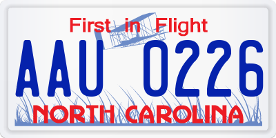NC license plate AAU0226