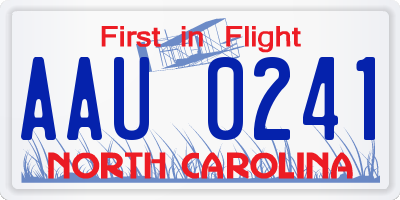 NC license plate AAU0241