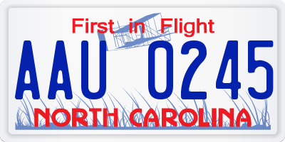 NC license plate AAU0245