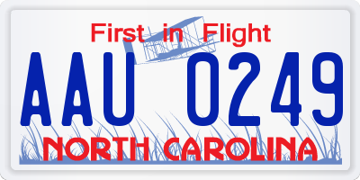 NC license plate AAU0249
