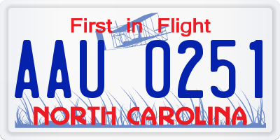 NC license plate AAU0251