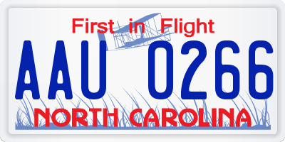 NC license plate AAU0266