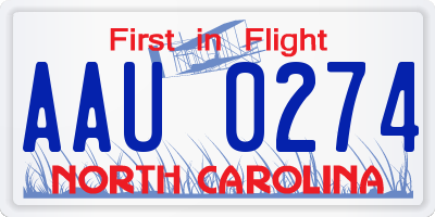 NC license plate AAU0274