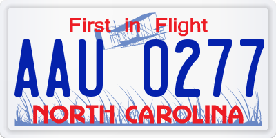 NC license plate AAU0277