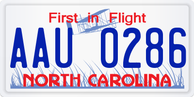 NC license plate AAU0286