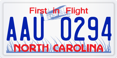 NC license plate AAU0294