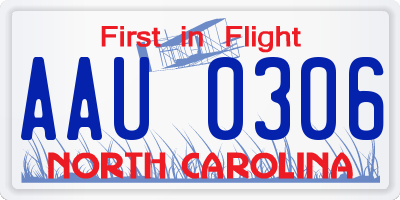 NC license plate AAU0306