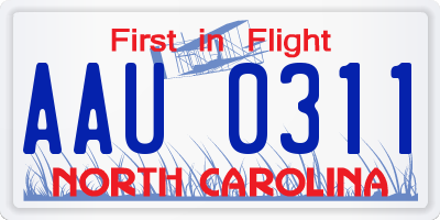NC license plate AAU0311
