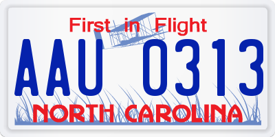 NC license plate AAU0313