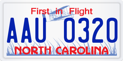 NC license plate AAU0320