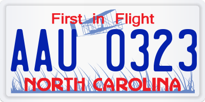 NC license plate AAU0323