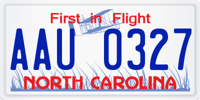 NC license plate AAU0327