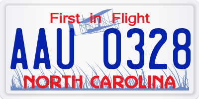 NC license plate AAU0328