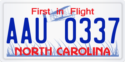 NC license plate AAU0337