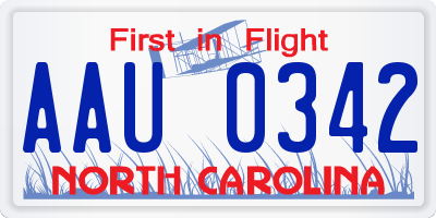 NC license plate AAU0342