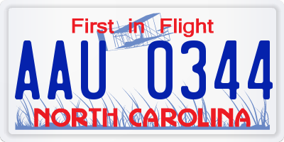 NC license plate AAU0344