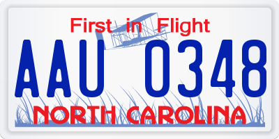 NC license plate AAU0348