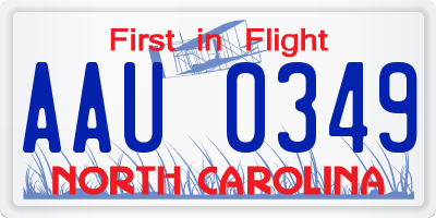 NC license plate AAU0349
