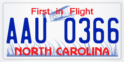 NC license plate AAU0366