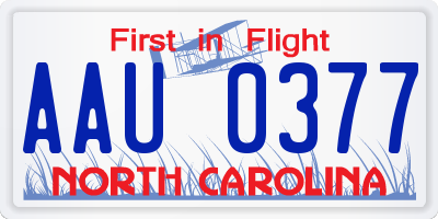 NC license plate AAU0377
