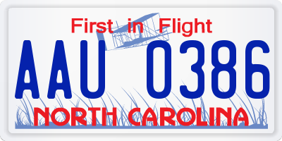 NC license plate AAU0386
