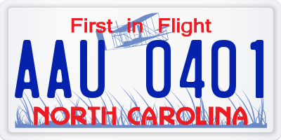 NC license plate AAU0401