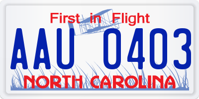 NC license plate AAU0403