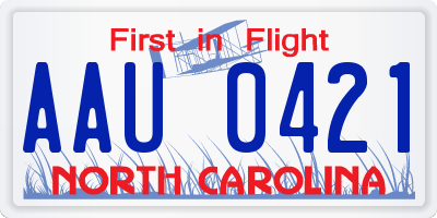 NC license plate AAU0421