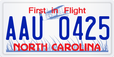 NC license plate AAU0425