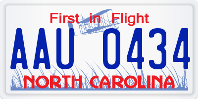 NC license plate AAU0434