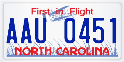 NC license plate AAU0451