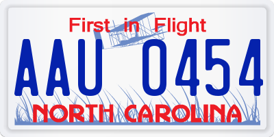 NC license plate AAU0454