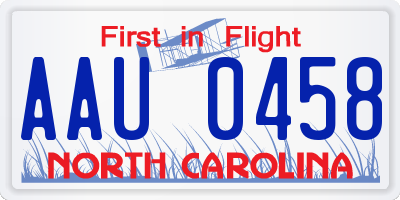NC license plate AAU0458