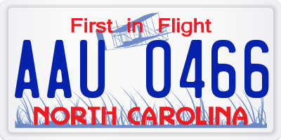 NC license plate AAU0466