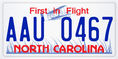 NC license plate AAU0467