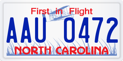 NC license plate AAU0472