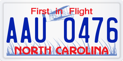 NC license plate AAU0476