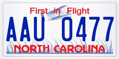 NC license plate AAU0477