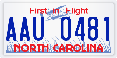 NC license plate AAU0481