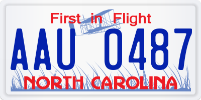 NC license plate AAU0487