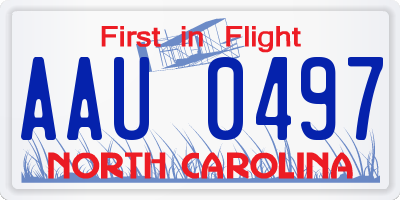NC license plate AAU0497